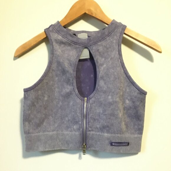 90 Degree By Reflex Athletic Zipper + Keyhole Crop Top Bra - Picture 2 of 10